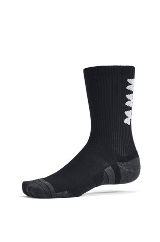 UNDER ARMOUR Performance Tech 3-Pack Unisex Crew Socks Black / Black / White 5