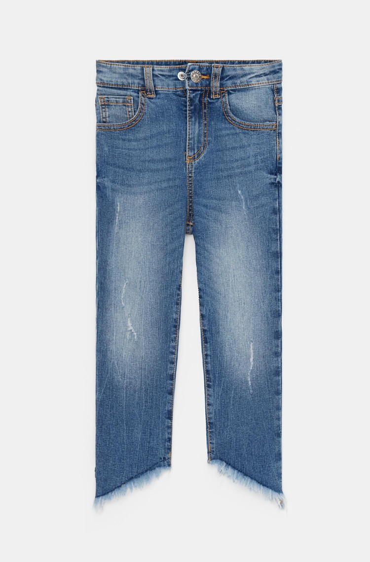 SISLEY High-waisted jeans with rips Blue 