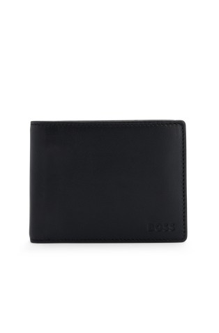 Embossed-logo wallet in grained leather