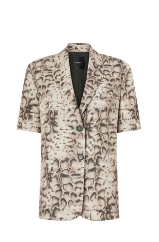 Linen short sleeved blazer with snake print