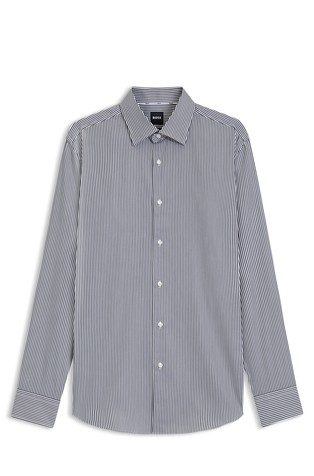 Slim fit črtasta bombažna srajca
