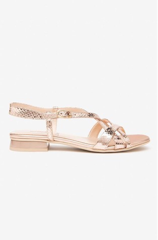 Textured Metallic-Leather Sandals