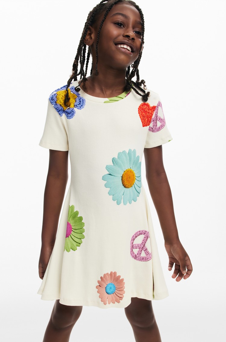 DESIGUAL Obleka s potiskom Bela - White / Multi 