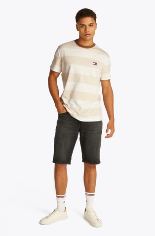 TOMMY HILFIGER Regular fit majica s širokim črtastim vzorcem Bež - Beige / White 3