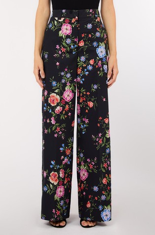 Straight-leg floral trousers