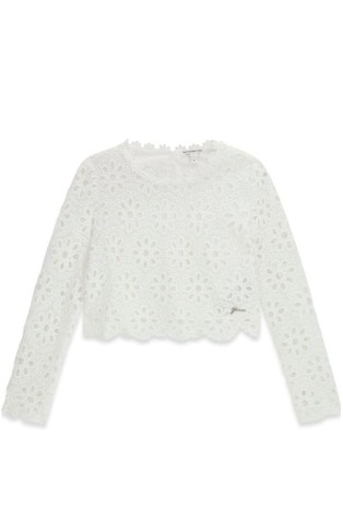 Cropped čipkasta bluza