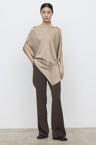 Cape-style satin blouse