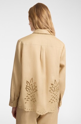 ELENA MIRO Linen shirt with openwork embroidery Beige 2