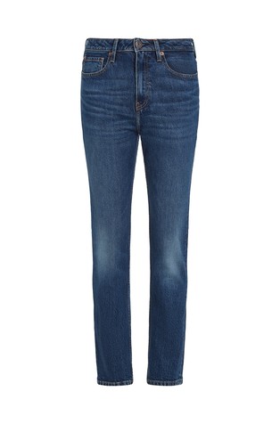 TOMMY HILFIGER Slim fit hlače z visokim pasom in skrajšano dolžino Modra - Blue 5