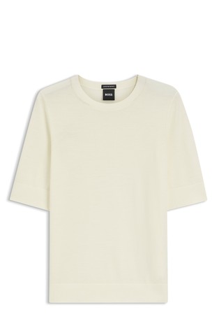 Short-sleeved sweater in merino wool