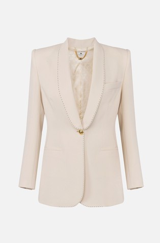 ELISABETTA FRANCHI Crêpe jacket with contrasting topstitching Butter 5
