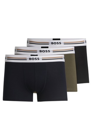 Three-pack of soft-touch stretch trunks with logo waistbands
