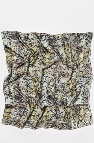 Patterned silk-twill scarf