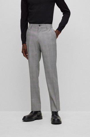Slim-fit checked trousers in wool blend