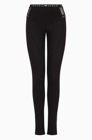 EMPORIO ARMANI Iconic loungewear leggings with logo waistband Black 4