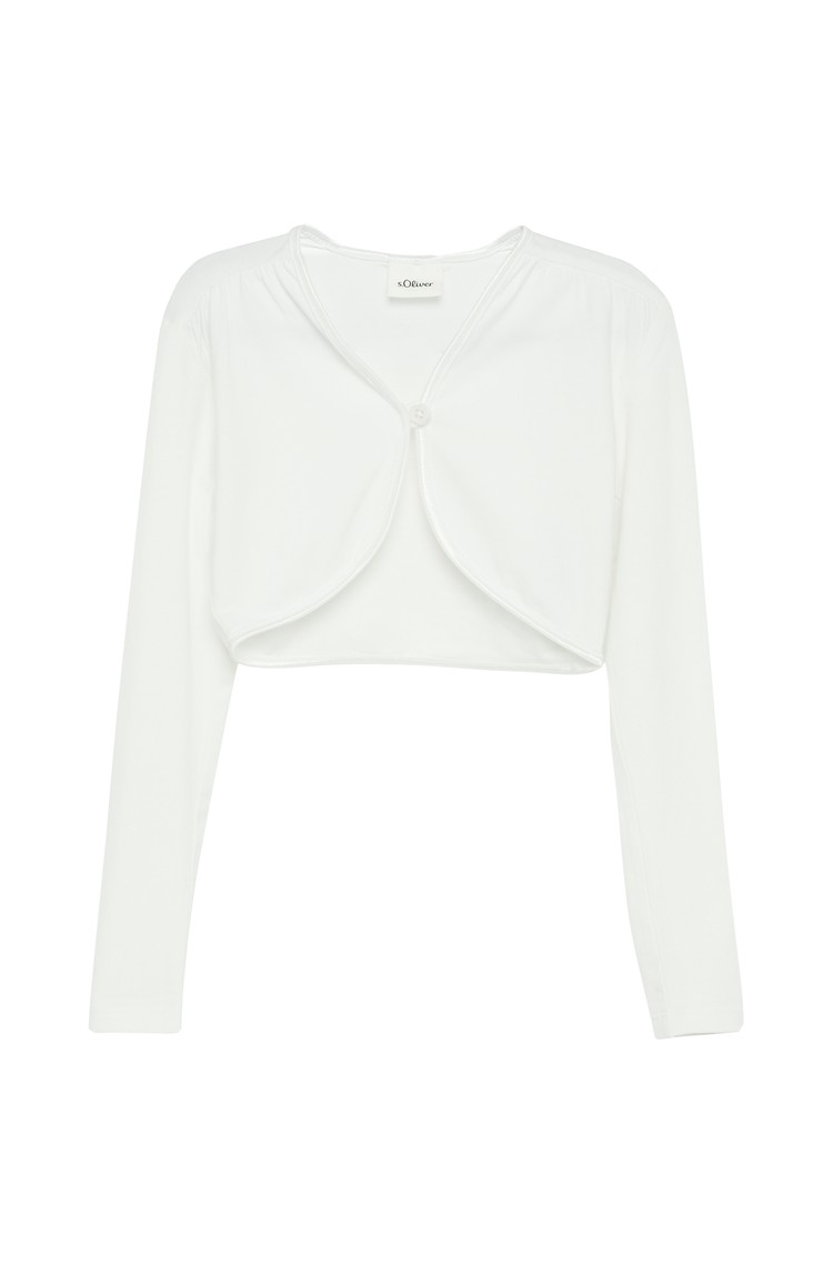 S.OLIVER Jersey bolero z gumbom v obliki rožice Bela - White 