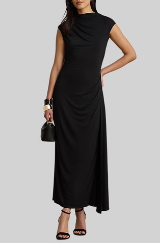Pleated Jersey Midi Dress