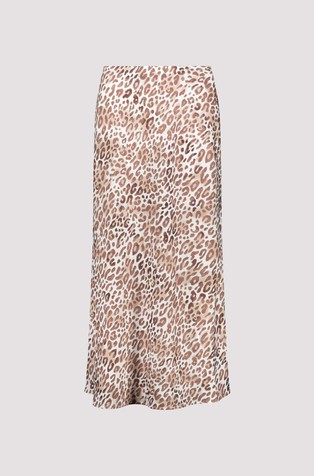 MONARI Long skirt with leopard pattern Camel / White 6