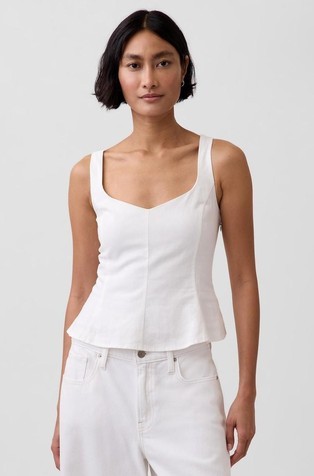 Linen-Blend Peplum Top