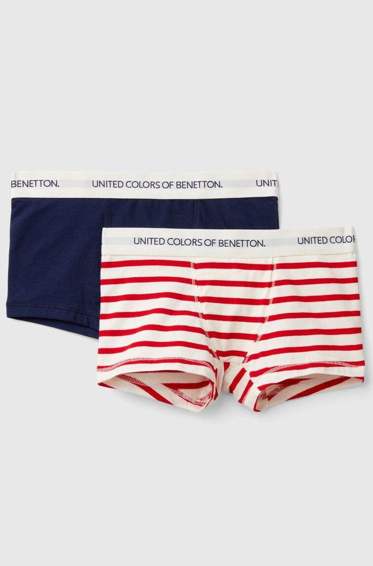 BENETTON Paket 2 boksaric iz elastičnega organskega bombaža Večbarvna - Multi 