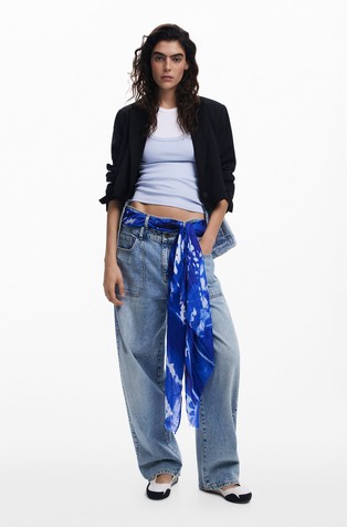 DESIGUAL Printed scarf Blue 5