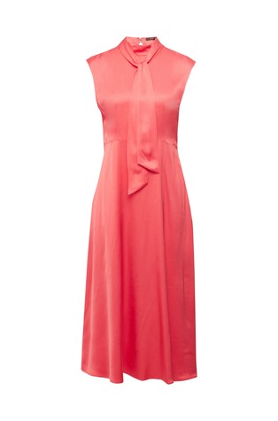 COMMA Flared satin midi dress with a tie detail Pink 4