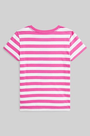 RALPH LAUREN Polo Bear črtasta majica iz bombažnega jerseya Roza - Belmont Pink / White Stripe 2