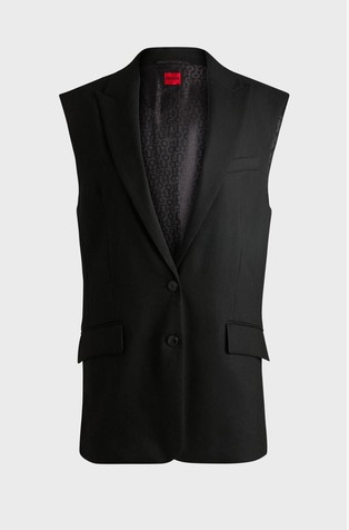 Oversized-fit sleeveless blazer in a linen blend