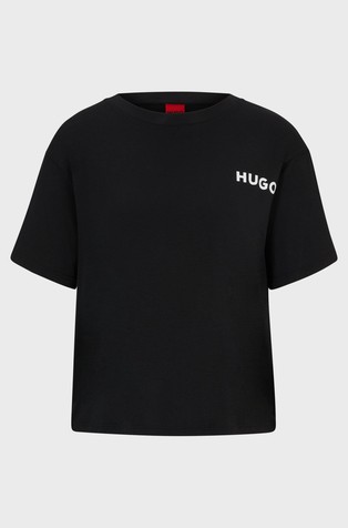 HUGO BOSS Relaxed fit zgornji del pižame s kratkimi rokavi in logotipom Črna - Black 4