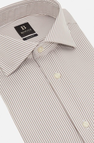 BOGGI MILANO Slim fit bombažna srajca s črtastim vzorcem Bež - Taupe 3