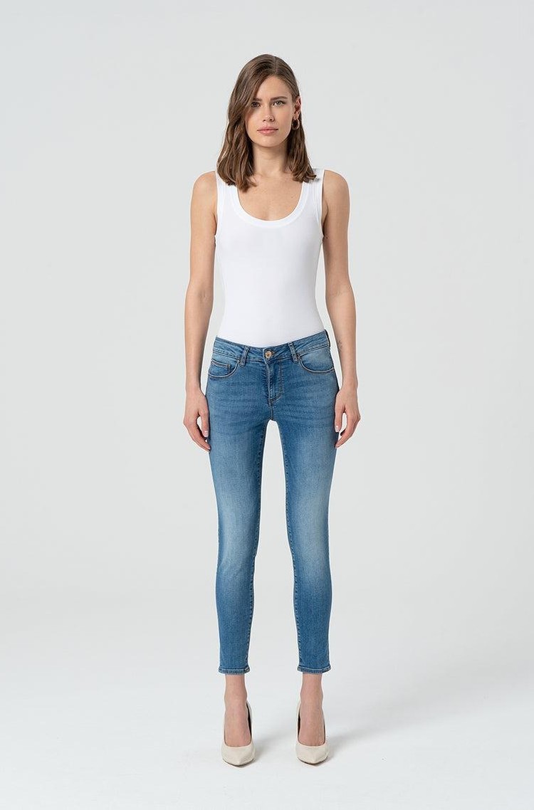FRACOMINA Push-up slim fit jeans hlače s spranim videzom Modra - Blue 