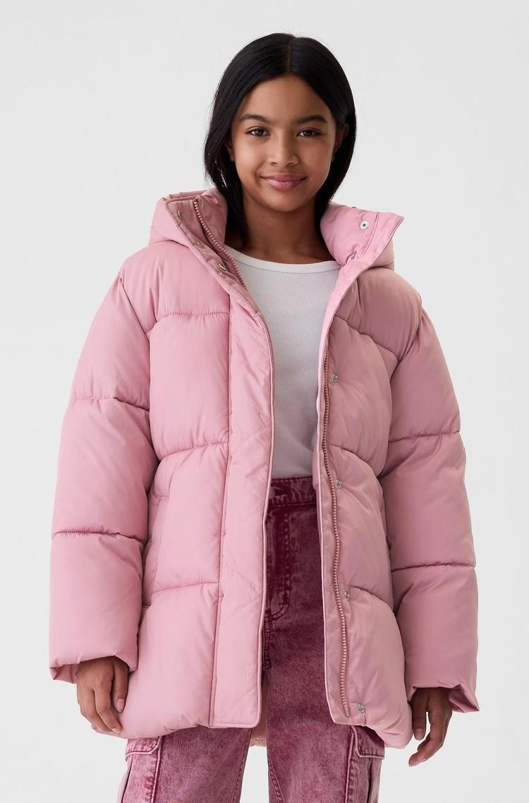GAP Kids Recycled Heavyweight Puffer Jacket Lilas Pink 