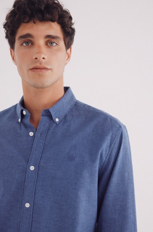 SPRINGFIELD Cotton and linen blend shirt Blue 4