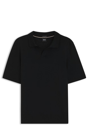 Pletena volnena polo majica z Johnny ovratnikom