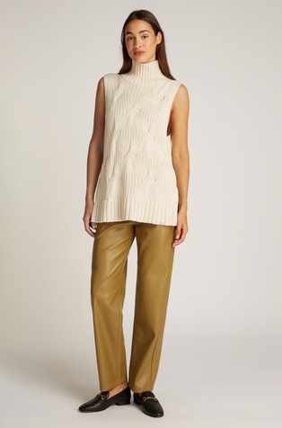 CALVIN KLEIN Cable Knit Long Sweater Vest Beige 3