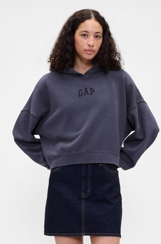 Relaxed Gap Mini-Logo Cropped Hoodie