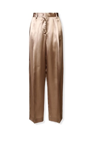 Satenaste viskozne hlače z gubami