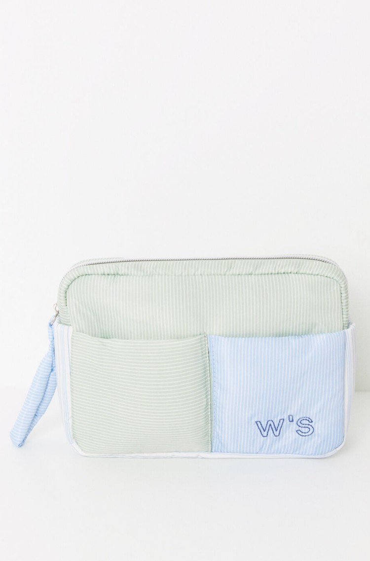 WOMEN'SECRET Medium nylon toiletry bag with striped print Green / Blue 