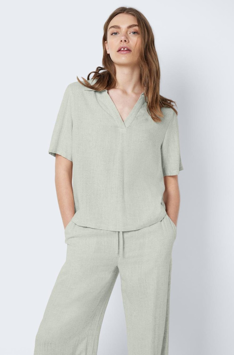 NOISY MAY NMLEILANI linen blend blouse Desert Sage 