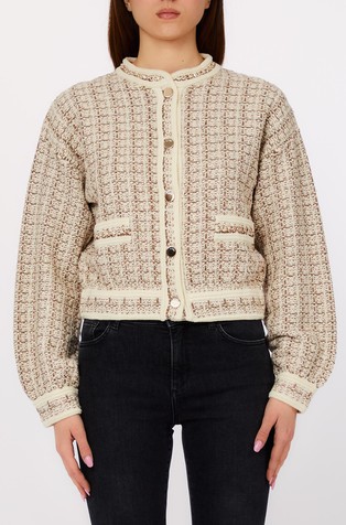 Pletena jakna z okrasnimi kamenčki