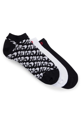 Three-pack of cotton-blend ankle socks with logos