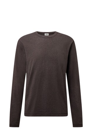 Slim fit bombažna majica z dolgimi rokavi