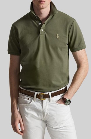 Custom slim fit raztegljiva polo majica z mrežasto strukturo