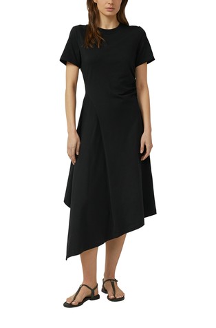 Asymmetric jersey dress with gathers