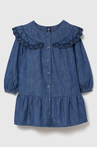 Denim obleka z naborki za malčice
