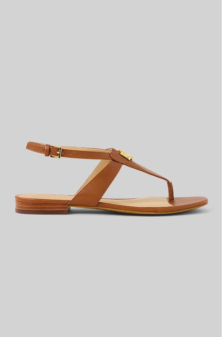 RALPH LAUREN Everley usnjeni sandali Rjava - Lauren Tan 