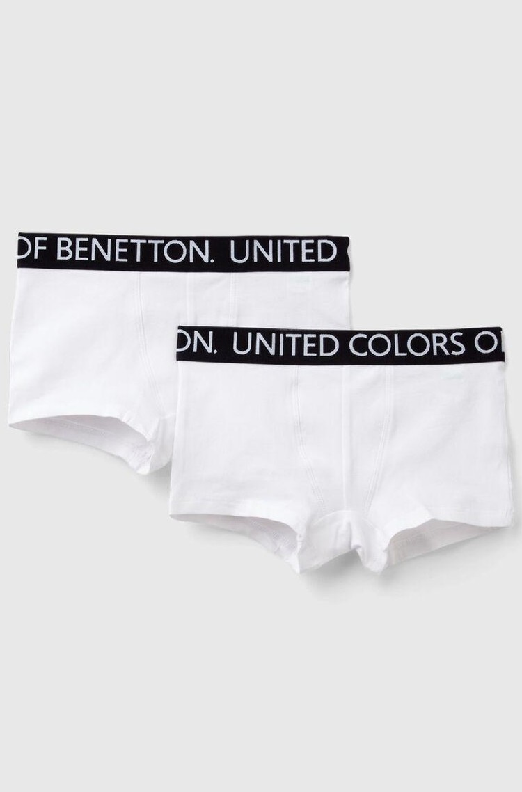 BENETTON Paket 2 boksaric z logo elastičnim pasom Bela - White 