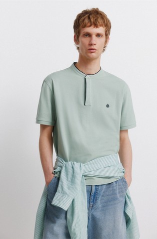 Slim fit polo majica z mandarin ovratnikom