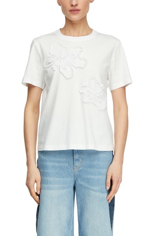 T-shirt with floral appliqués