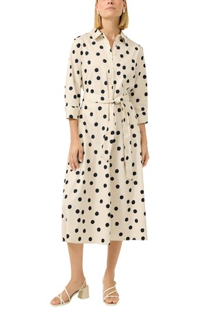 Srajčna obleka s pikčastim vzorcem in pasom